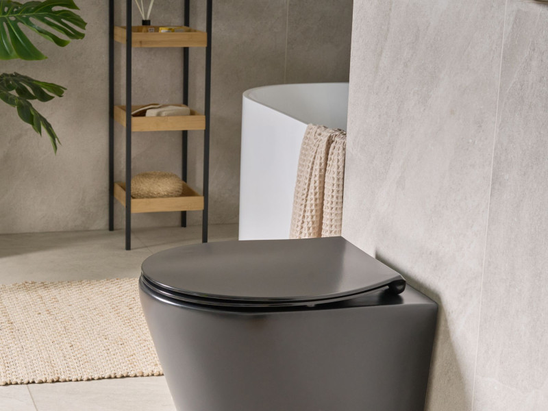 Deska toaletowa duroplast czarna 45 x 38 cm wolnoopadająca