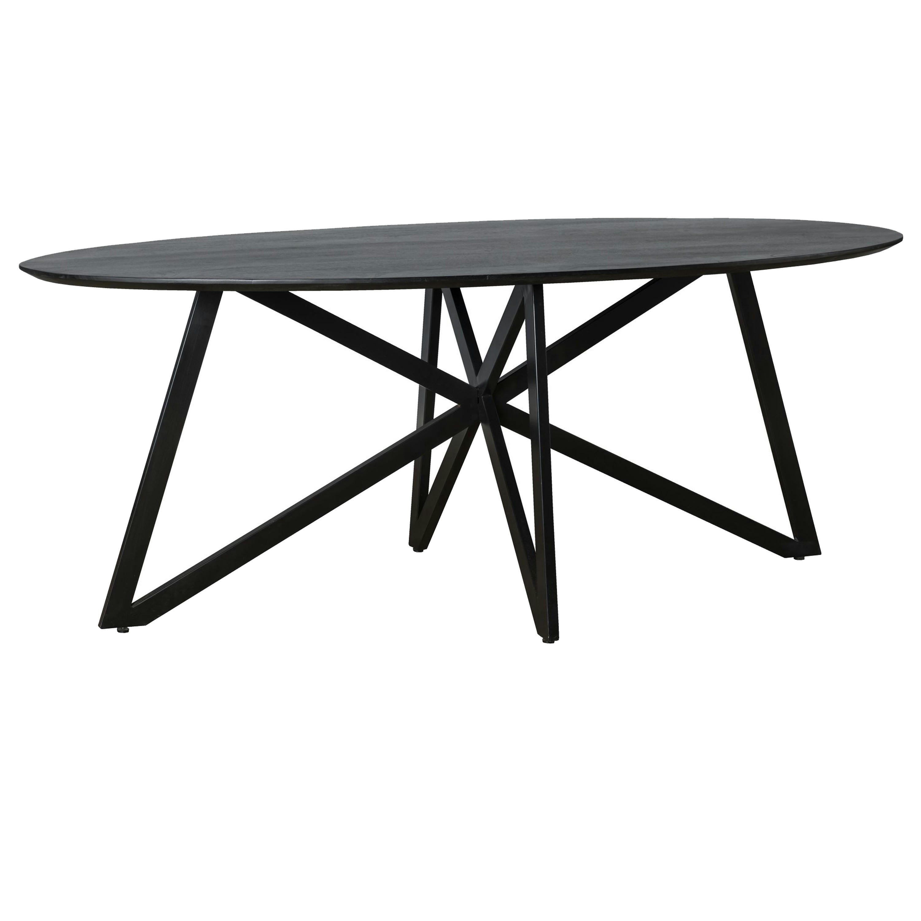 URBAN - URBAN-Table à manger ovale 8/10 personnes L200, métal et Acacia noir