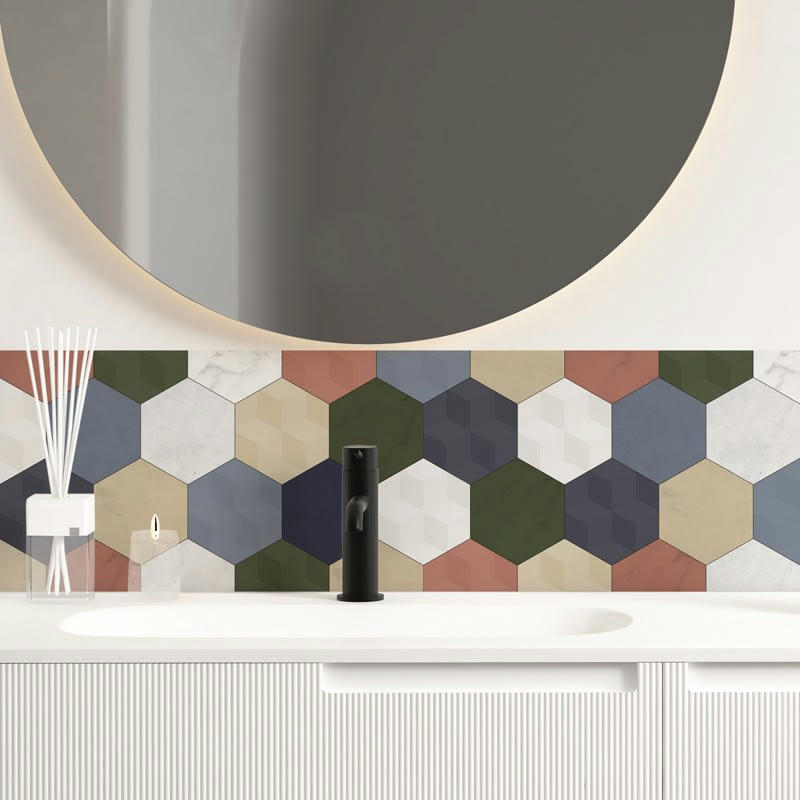 MATERIALS - Bandeau PVC lot de 2 : L 70cmxH 30cm Multicolore Graphique Hexagonal