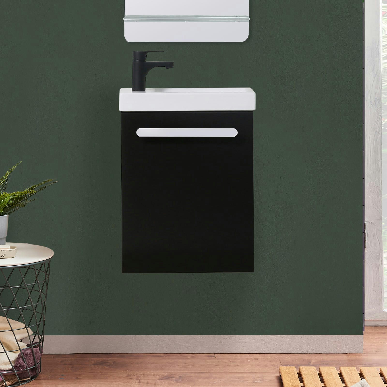 NEVADA - Meuble lave-mains NEVADA Noir carbone + robinet noir