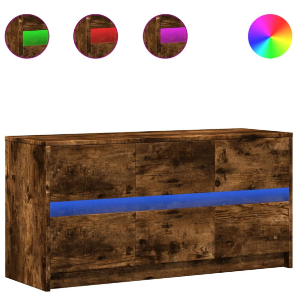 Szafka Pod Telewizor Stolik Półka Szafka RTV Brązowa LED 100x34x50 cm