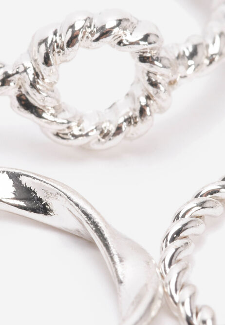 Womens 5pk Silver Twist Rings
