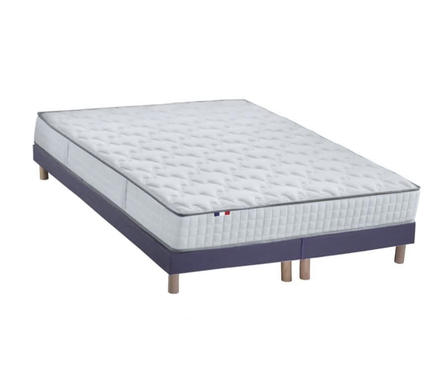 ENSEMBLE ODYSSEE - Ensemble matelas ressort mémoire forme sommier bleu 180x200