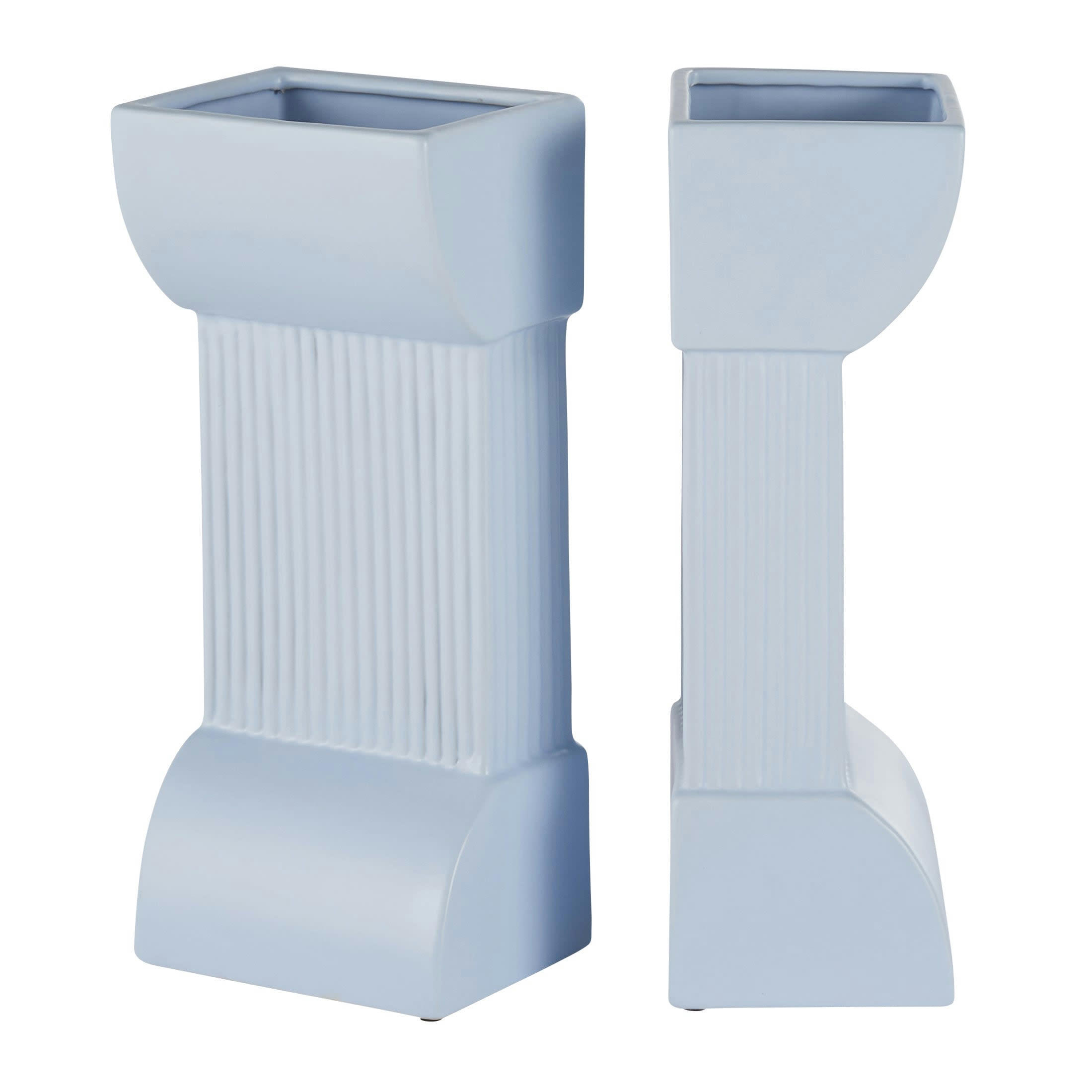 ATHENA - Vase colonne grecque bleu clair H40