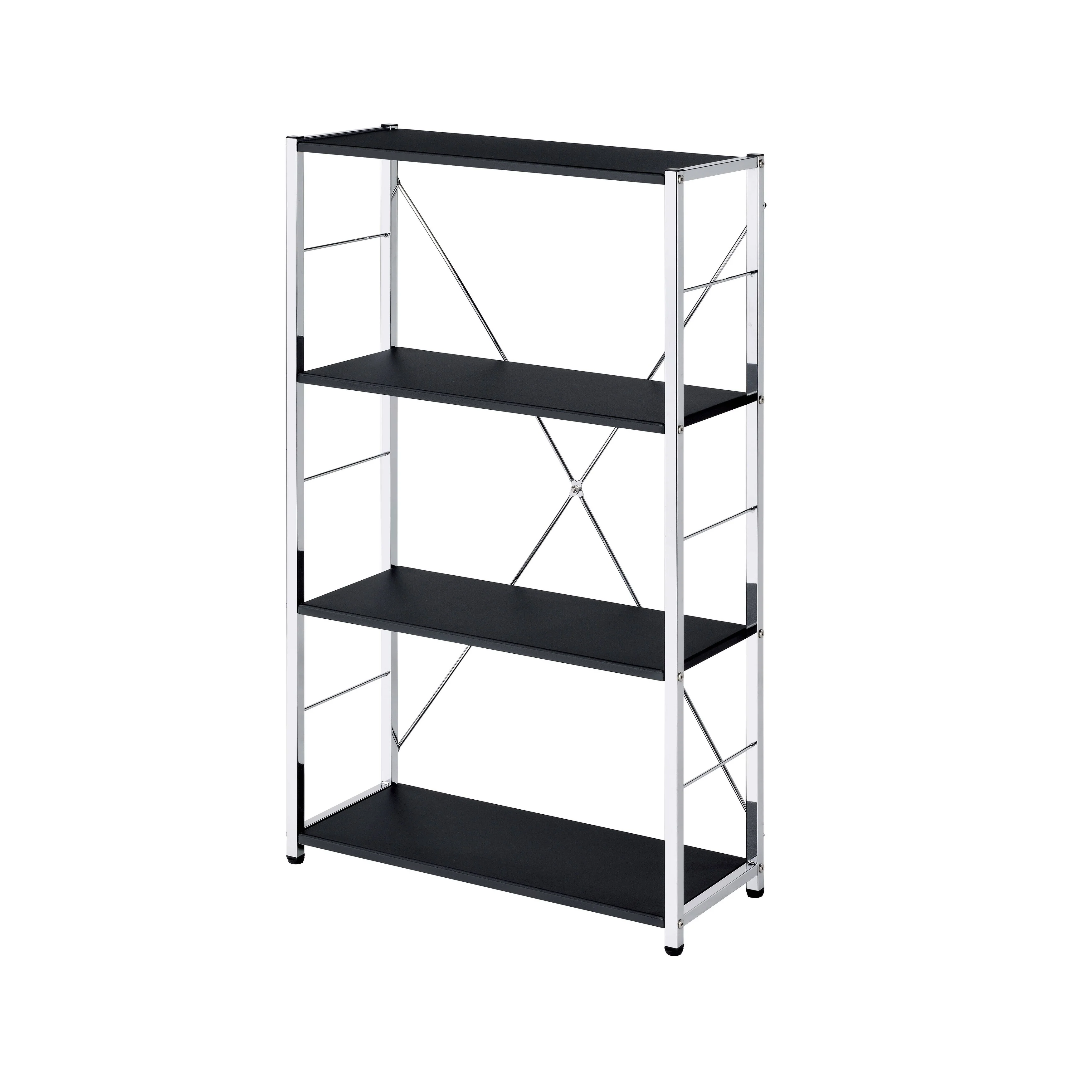 Black and Chrome Finish Bookshelf