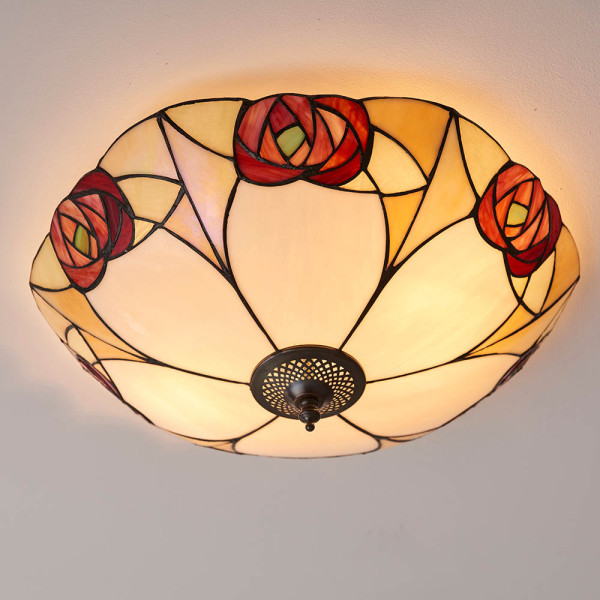 Plafon INGRAM rozeta brązowy 2xE27x20W wym:18x45x45cm IP20 Tiffany
