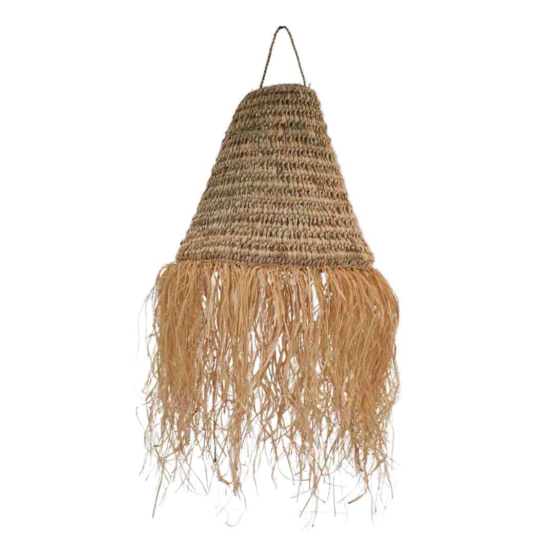 NOA MAY Hanglamp Talulah - bruin - raffia - Ø 45 cm / ca. H 120 cm - boho look