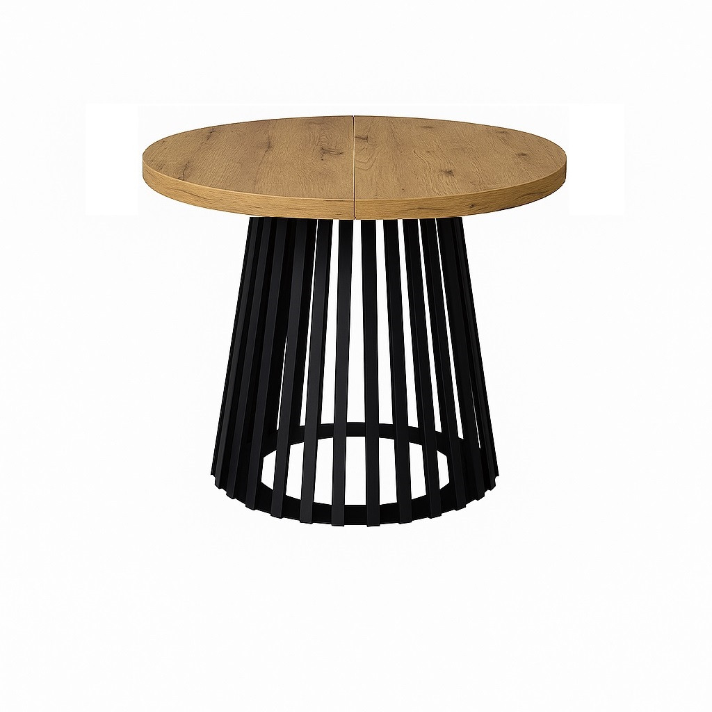 Stół Lamele rozsuwany okrągły 80/130cm blat 3,6cm Metal