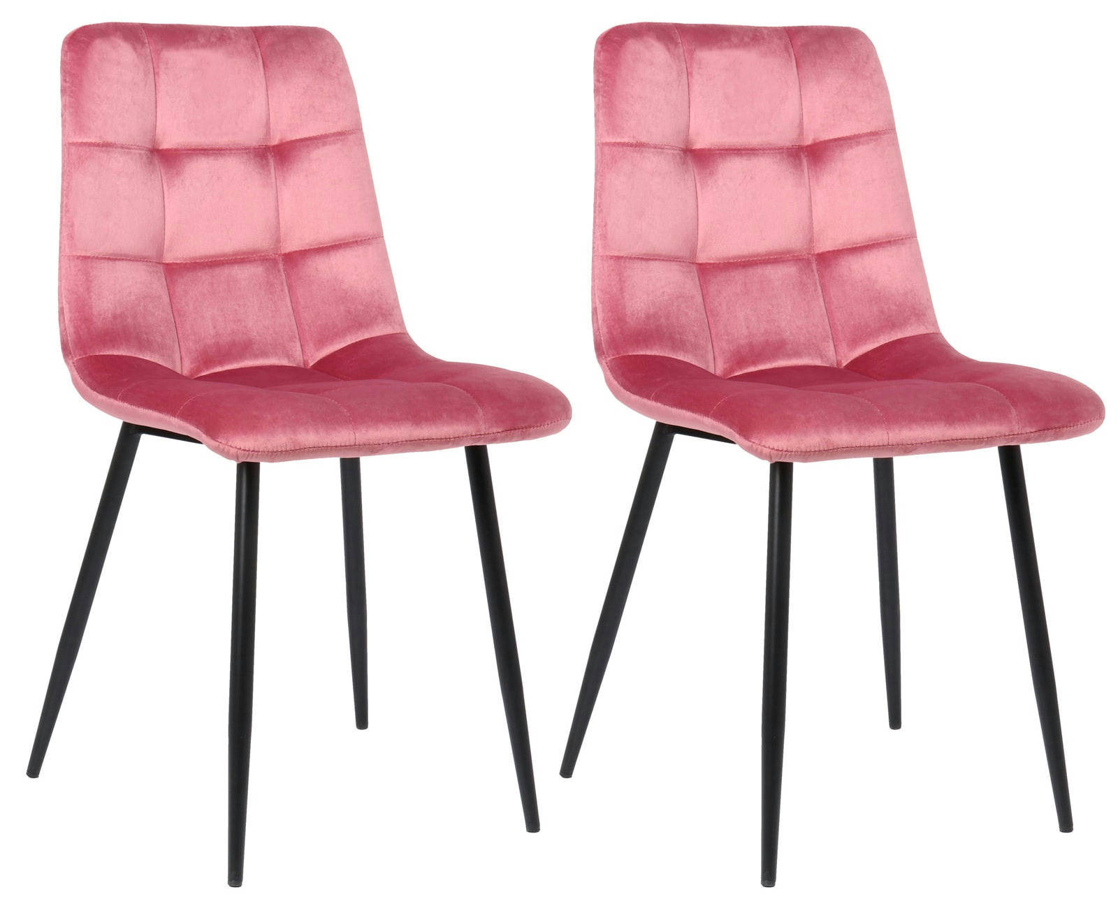TILDE - Lot 2 Chaises avec pieds en métal assise en velours Rose