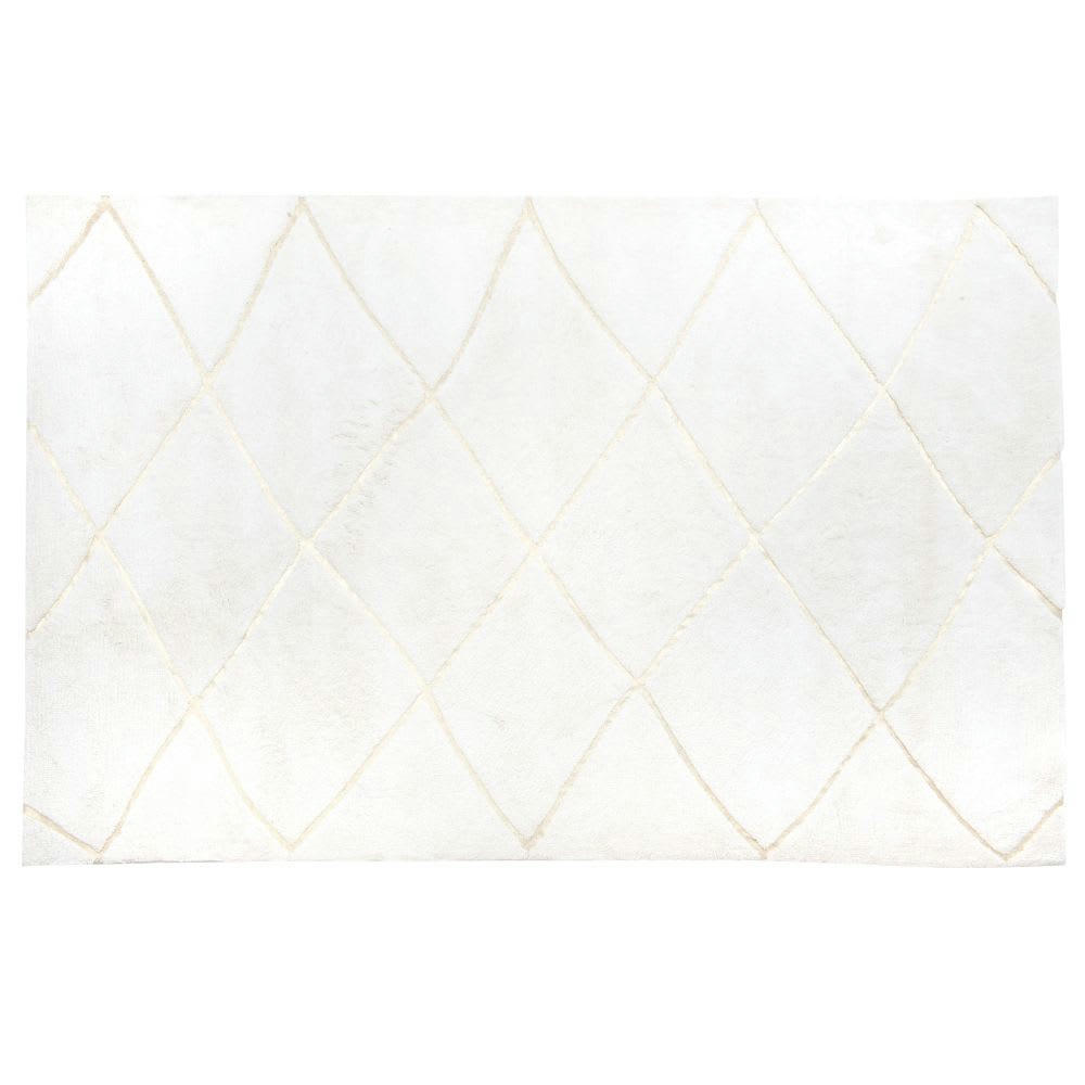 - Tapis style berbère en coton recyclé tufté écru et doré 160x230