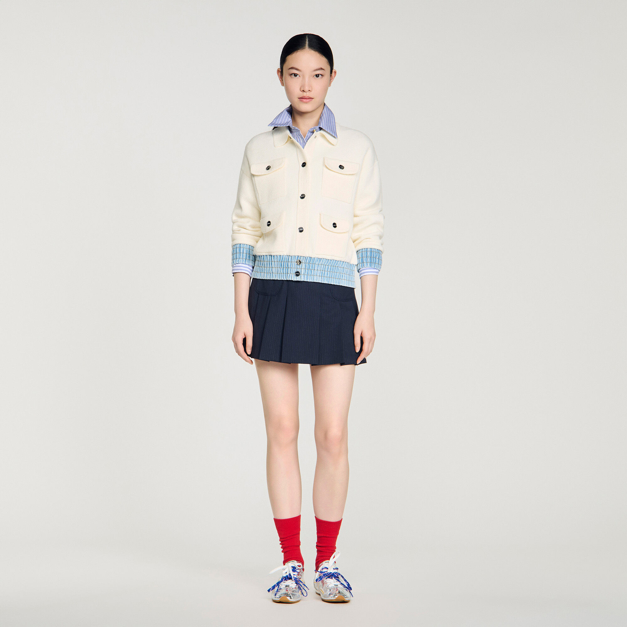 Cardigan à détails denim