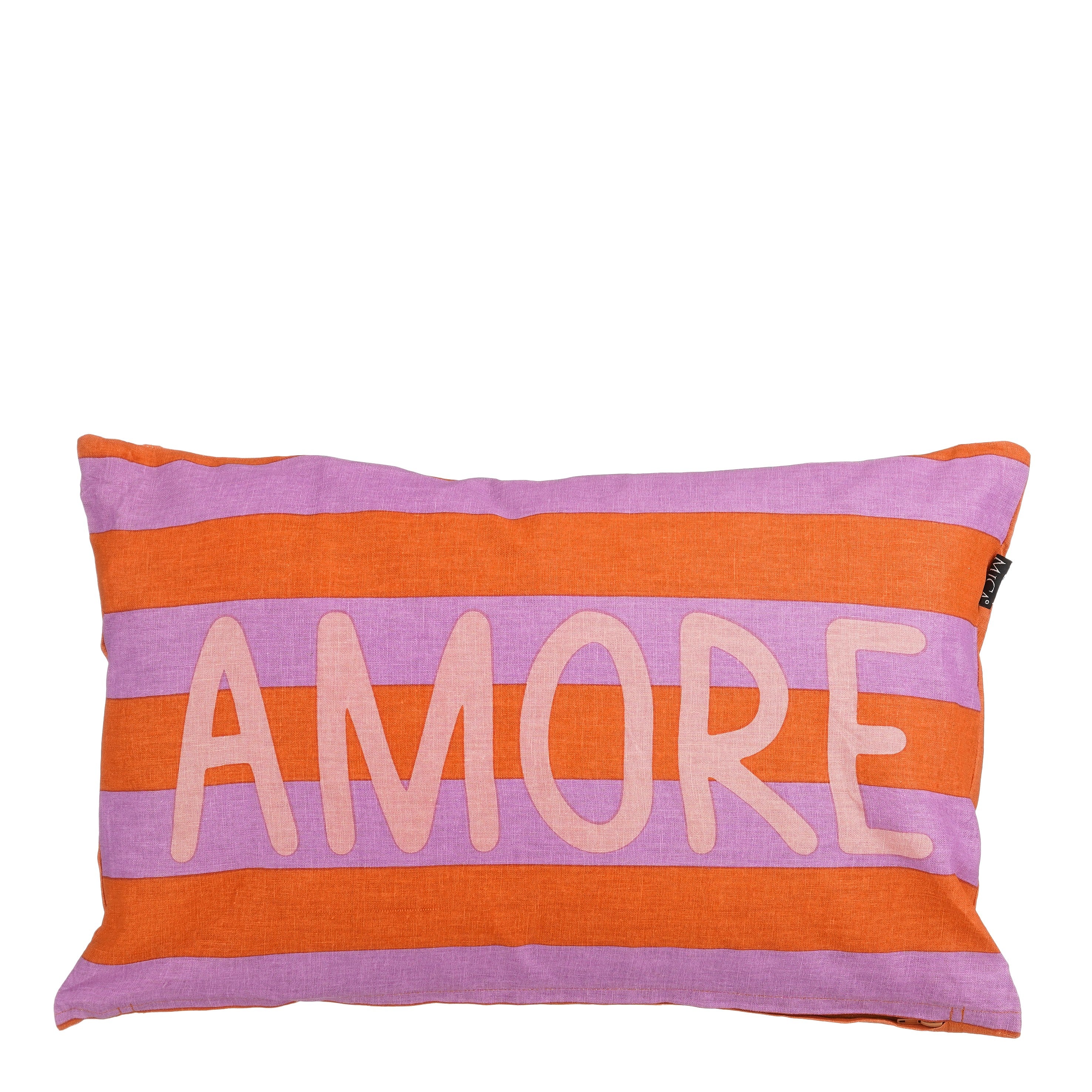 Mica Decorations Amore Sierkussen - Kussen met Kussenhoes - Woondecoratie Woonkamer - 55 x 35 x 10 cm - Katoen, Linnen, Polyester - Oranje, Paars,
