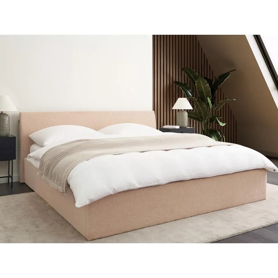ORBEY - Bed met opbergruimte - Beige - 180 x 200 cm - Boucl&eacute;