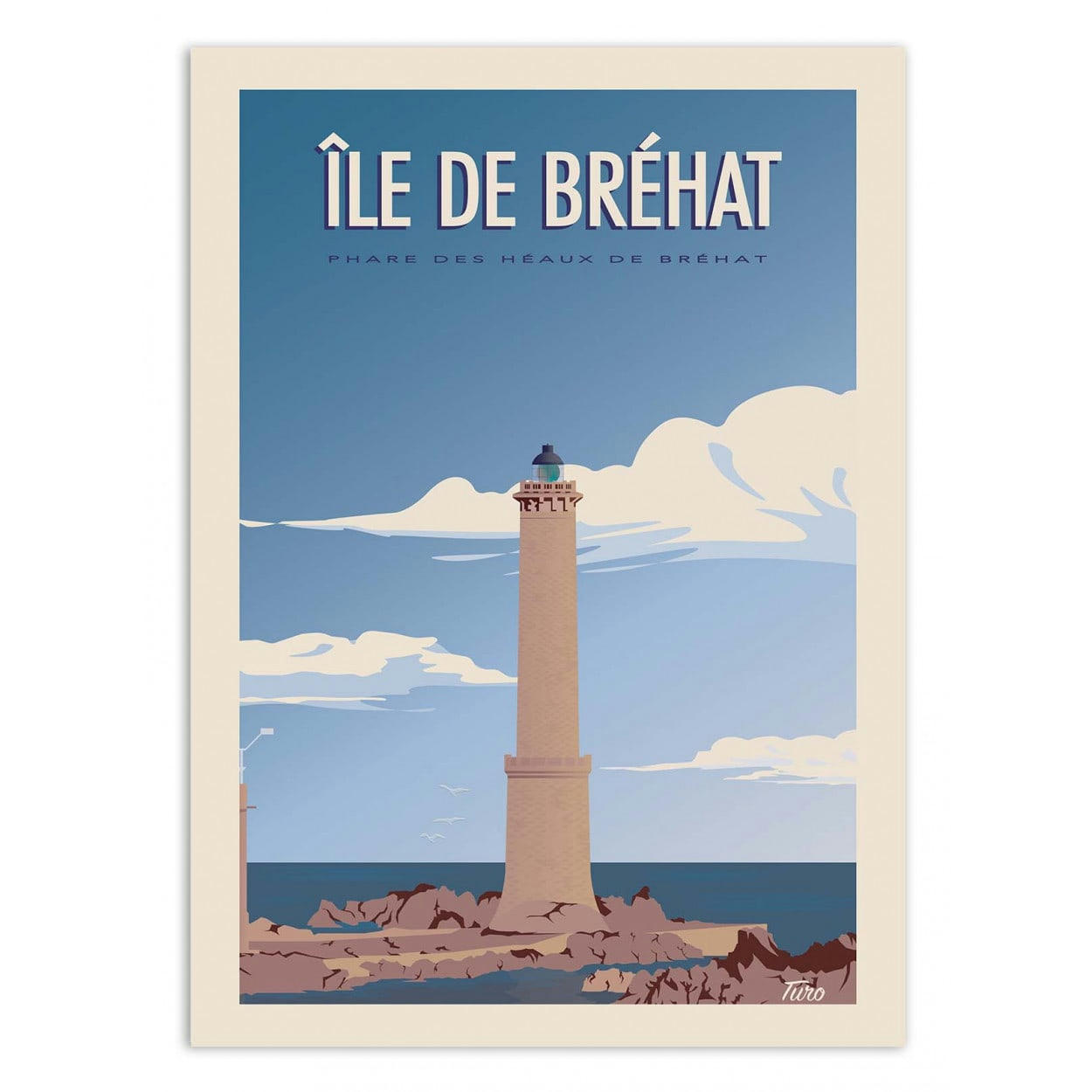 TUROMEMORIESSTUDIO - ILE DE BRÉHAT - TURO - Affiche d'art avec Cadre bois noir - 30 x 40 cm