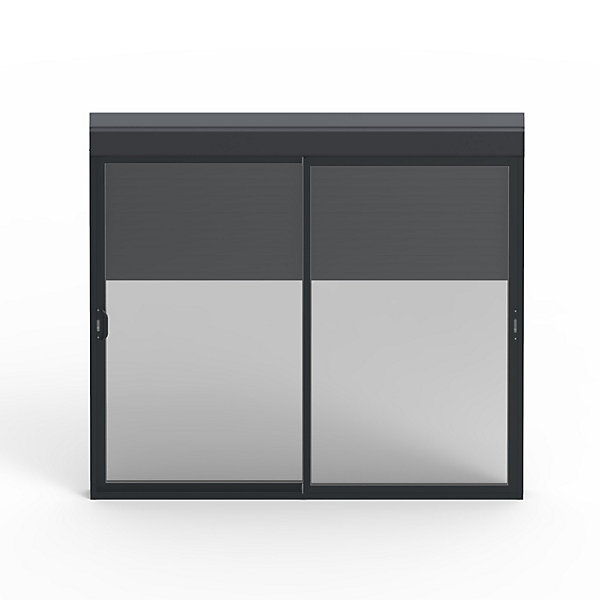 Baie coulissante en aluminium gris avec volet roulant filaire l.240 x H.215 cm Uw=2