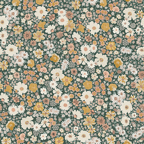 Papier peint vinyle intissé fleuri liberty vert L.53 x l.1005 cm GoodHome Amity