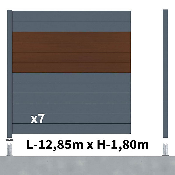 Kit clôture aluminium poteau sur platines - BAHIA &CRUZ Ipé H-1,8m
