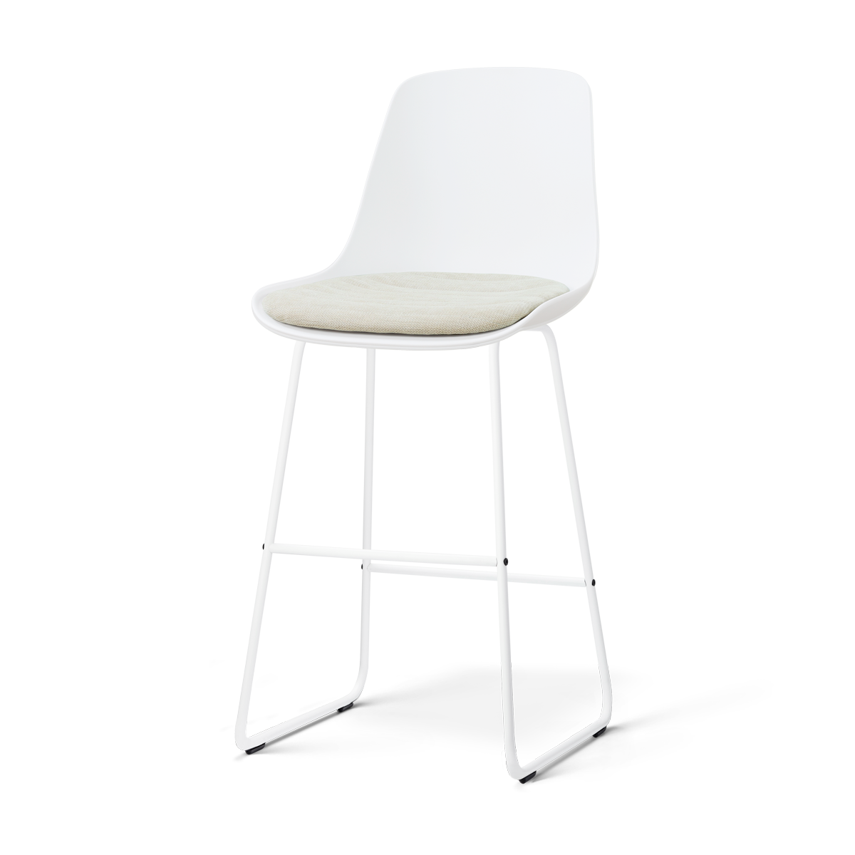 Nolon Nino-Liv Barkruk Wit met Naturelbeige Zitkussen Witte Poten 75Cm