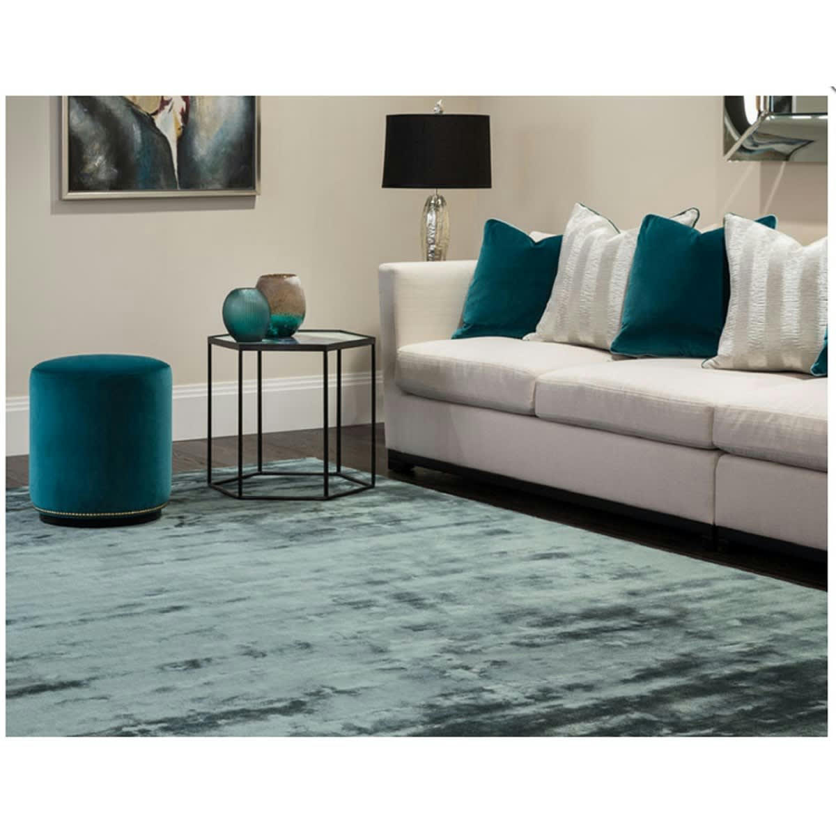 TITANE - Tapis luxe designer en Viscose Bleu pétrole 200x300 cm