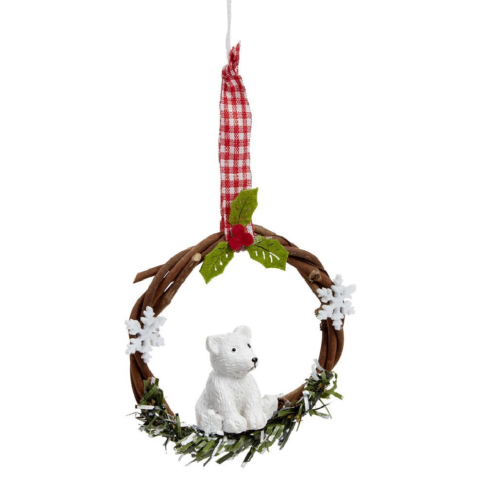 Couronne en bois à suspendre No&euml;l