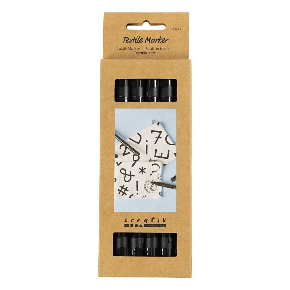 Black Textile Markers 6 Pack
