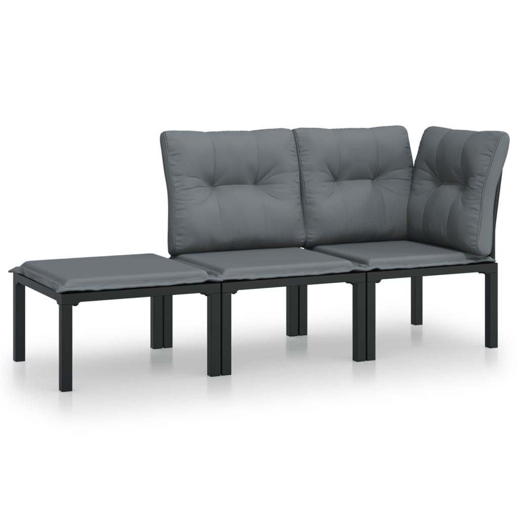 Zestaw wypoczynkowy do ogrodu Czarny Stal hjørne   sofa środkowa