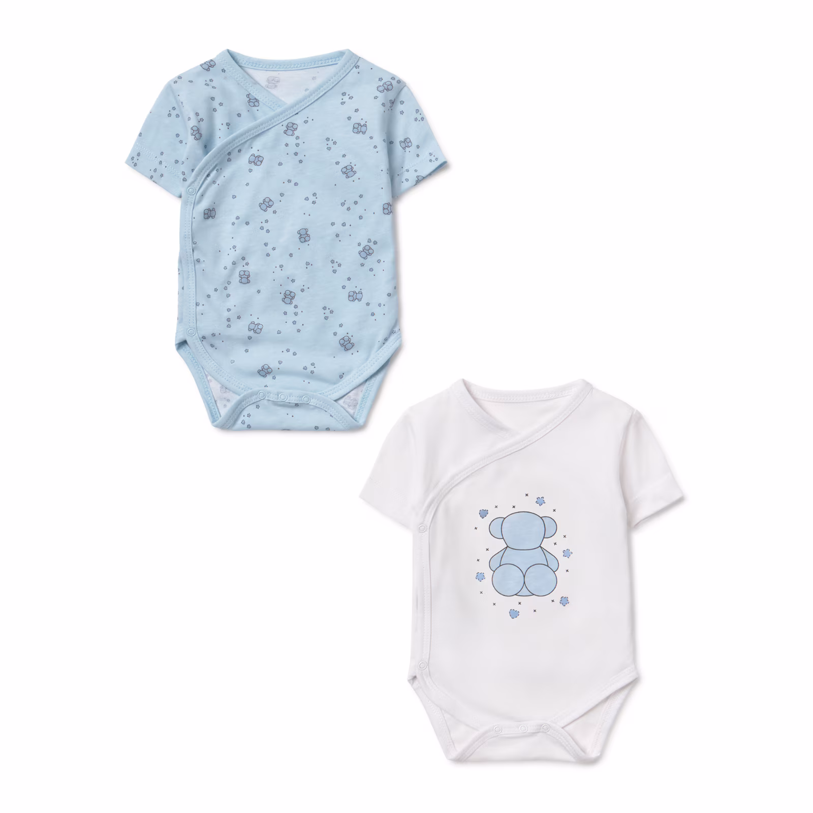 Pack de bodies de bebé cruzados Tender celeste