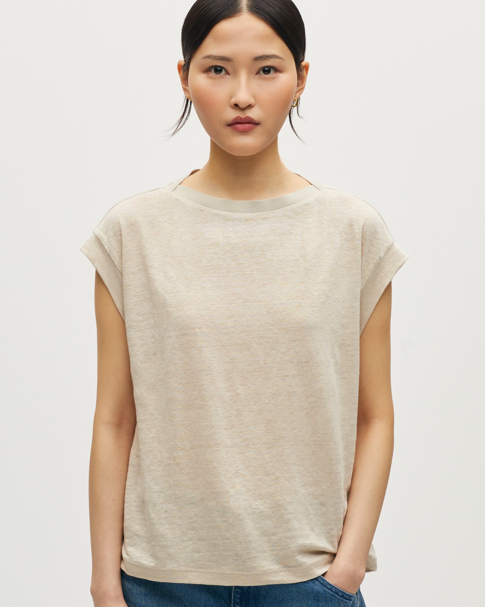 T-shirt boxy en lin KARO