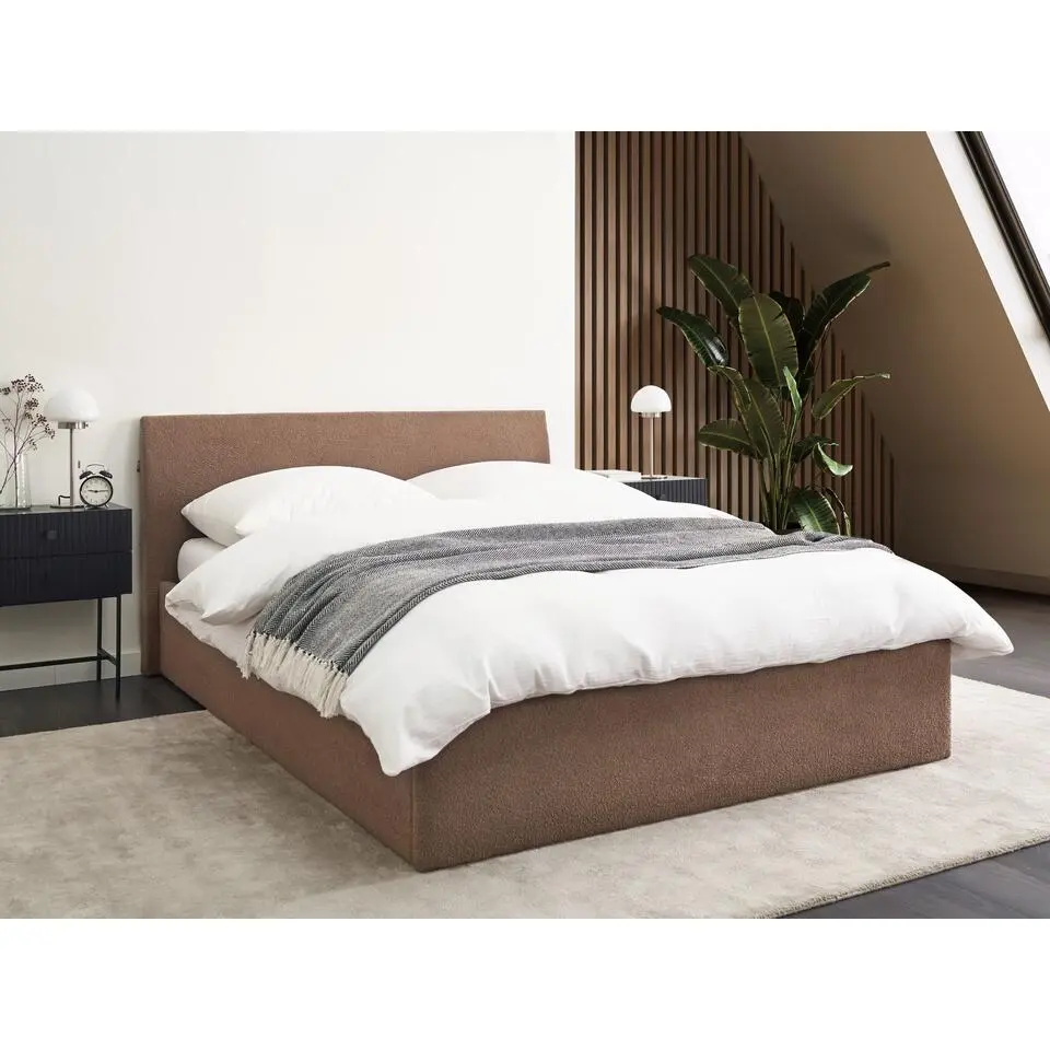 ORBEY - Bed met opbergruimte - Bruin - 140 x 200 cm - Boucl&eacute;