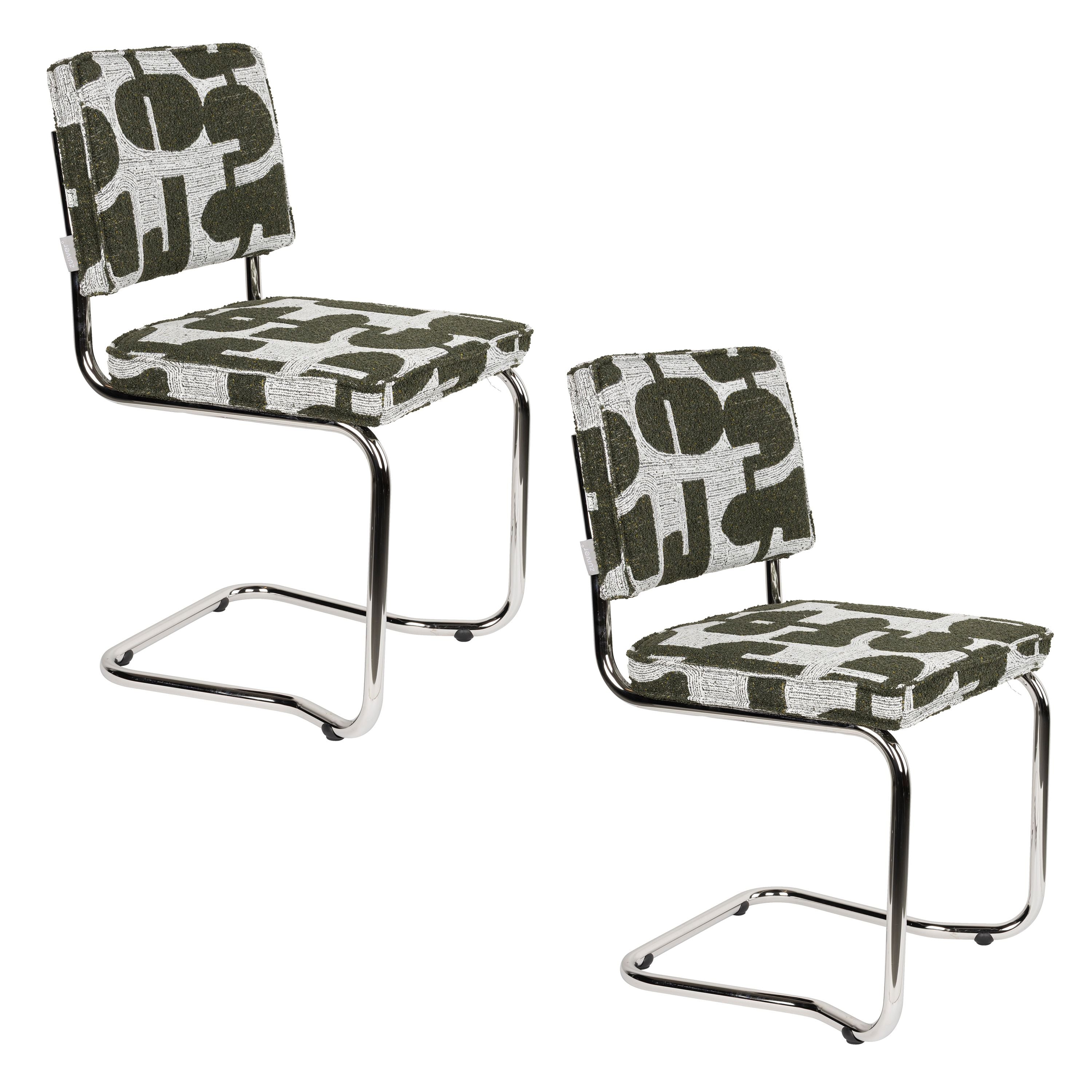 Zuiver Ridge Kink Deco Symbols Eetkamerstoelen Groen - Set van 2