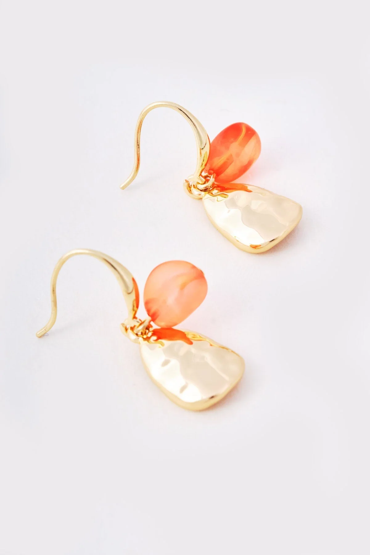 Orange & Gold Beaded Drop Earrings