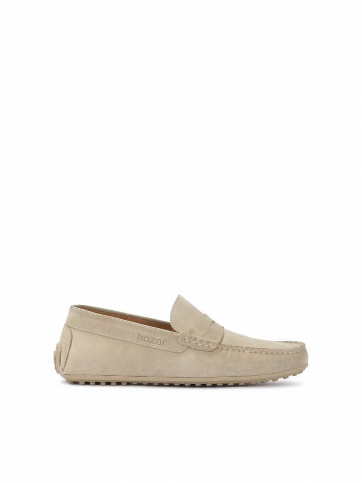 Beige suede moccasins