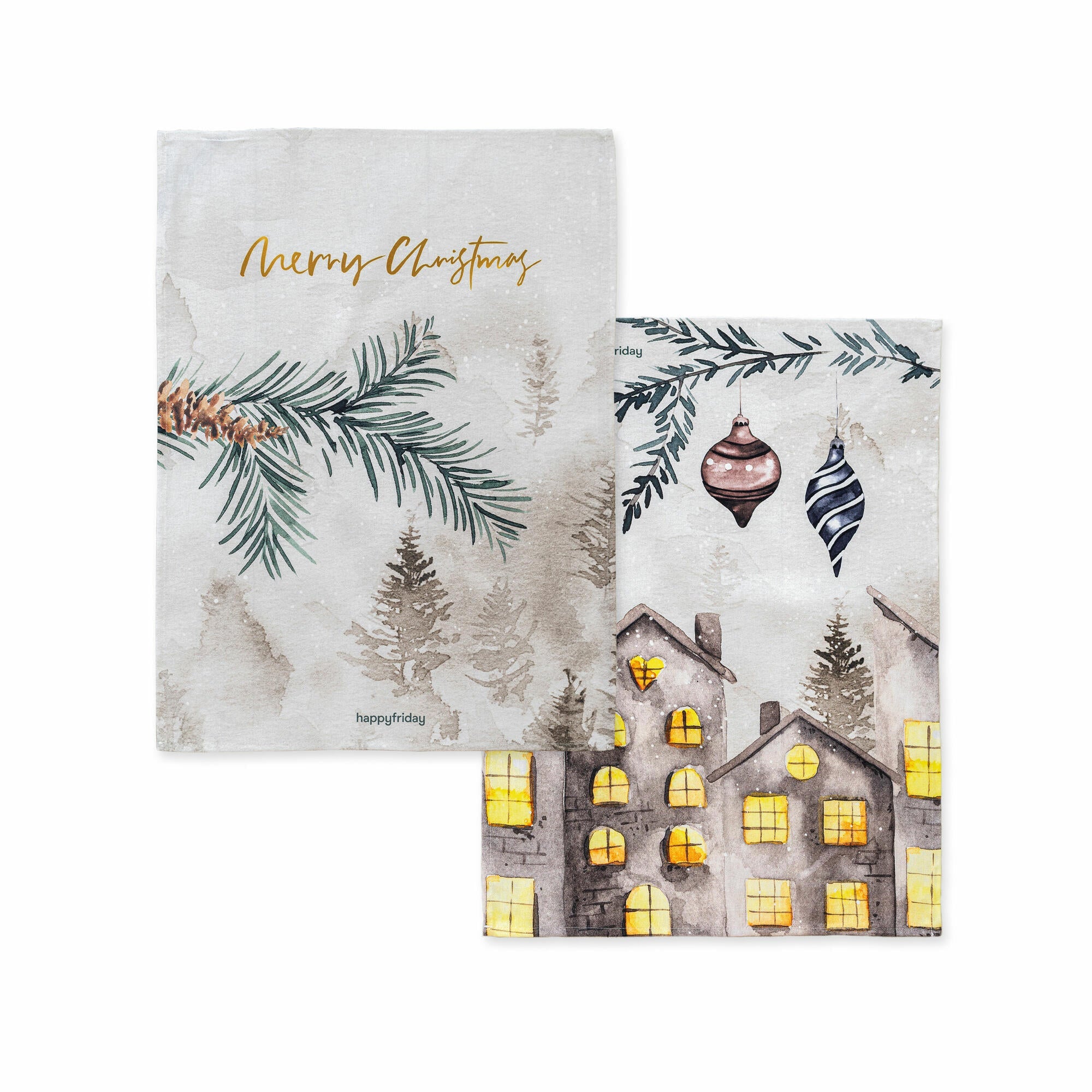 Welcoming Keukenhanddoek 2 stuks 70x50 cm Xmas, Veelkleurig, 100% kato