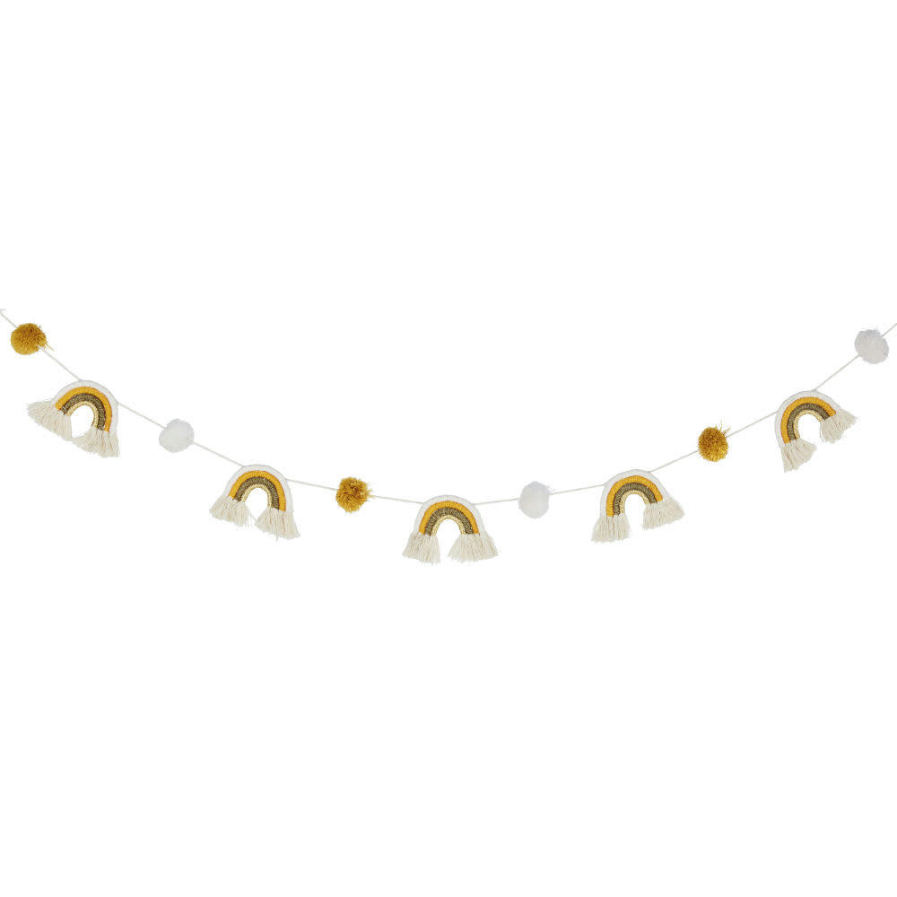 MIMIZAN - Guirlande arcs-en-ciel en coton et corde multicolore L123