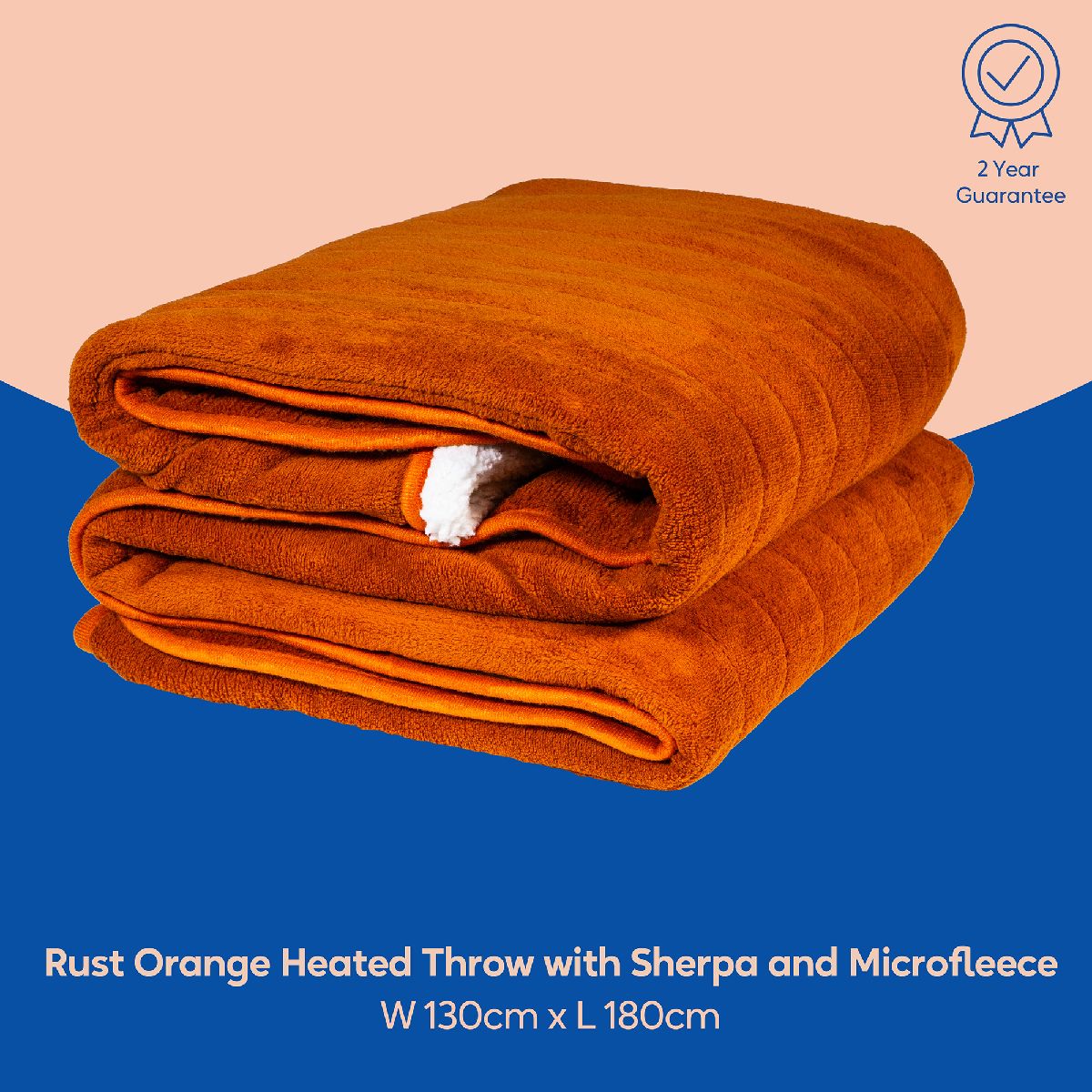 Russell Hobbs Electric Blanket Heated Throw Sherpa Microfleece 180 x 130cm RHHT1003