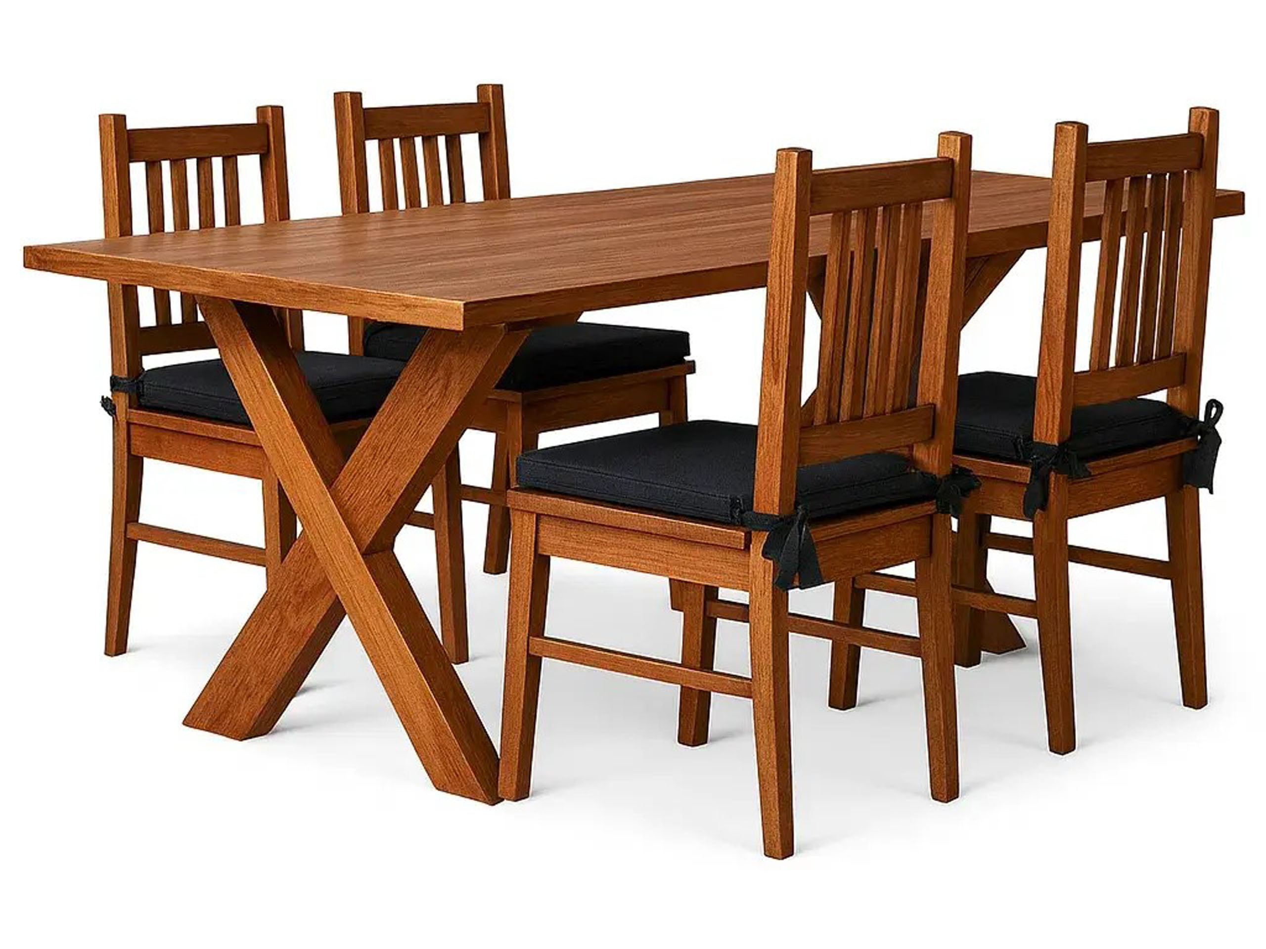 Zestaw Stół 160x90 Retro z 4 krzesłami z drewna litego, kolor kasztan