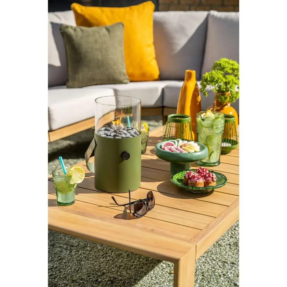 Chicago aluminium loungetafel - 125x65 cm - natural teak look