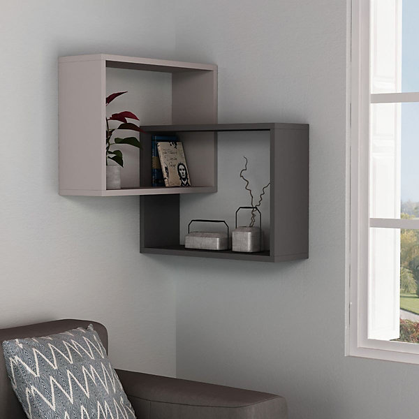 Etagère murale d'angle 2 étagères H68 cm - Ring