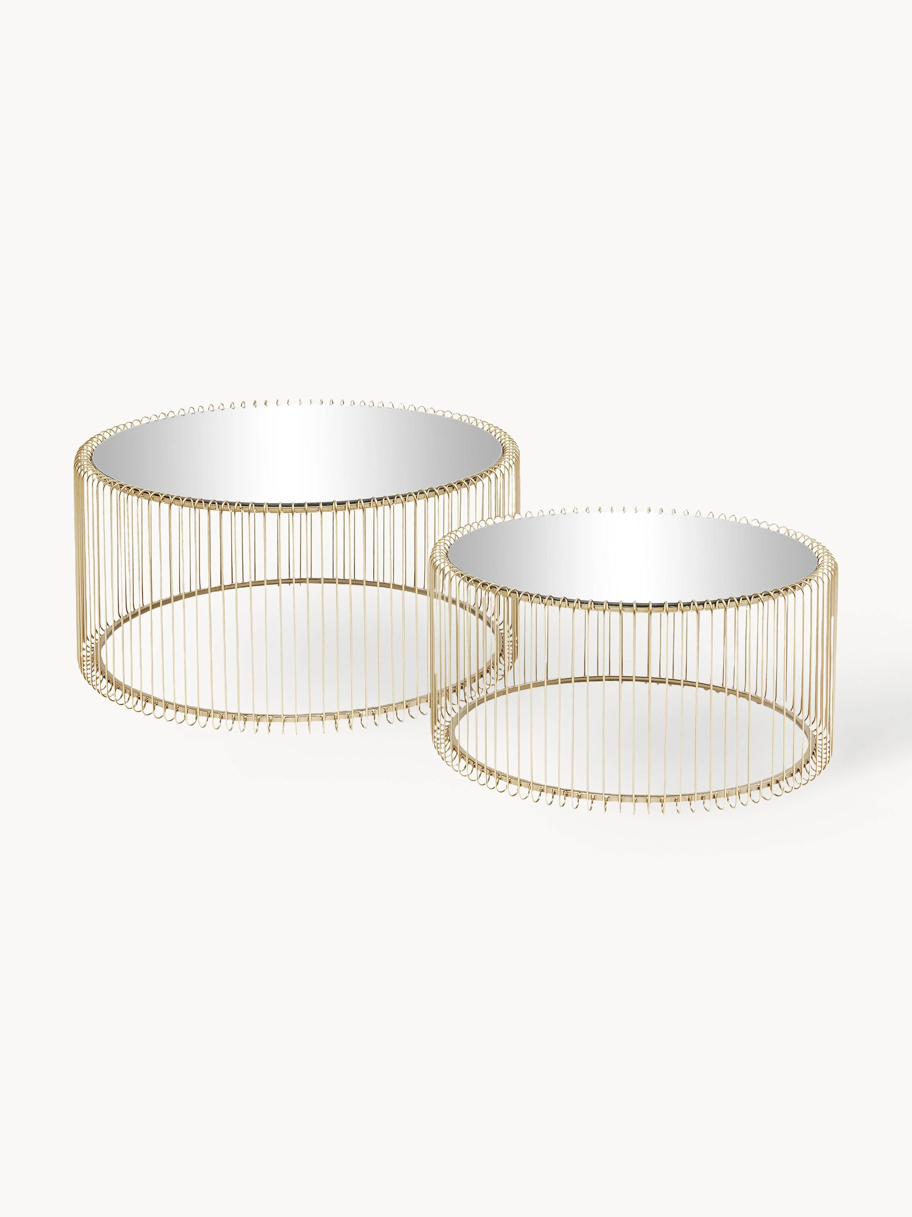 Couchtische Wire mit Glasplatten, 2er-Set