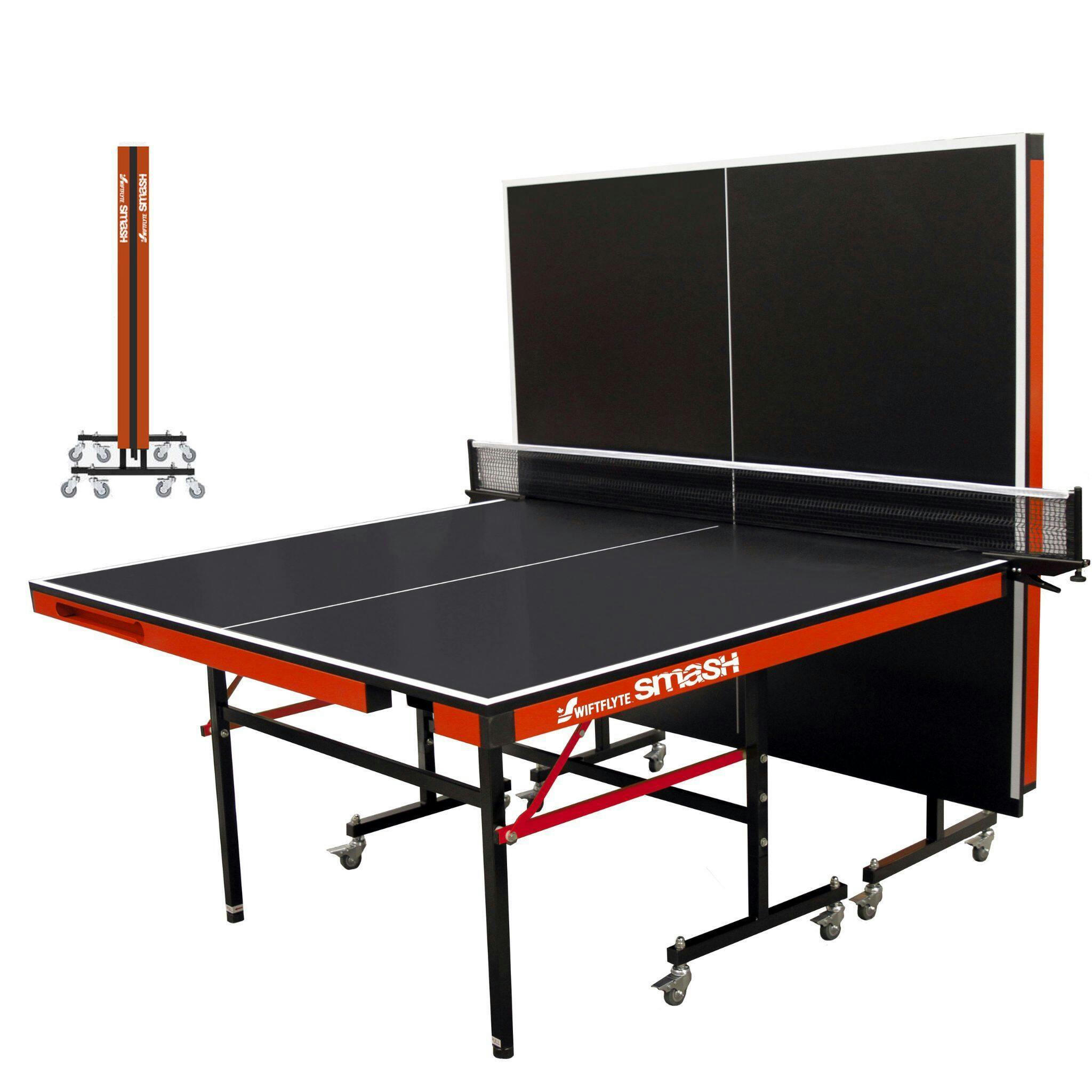Swiftflyte Smash Foldable Table Tennis/Ping Pong Table Set w/ Net, Balls & Rackets/Paddles