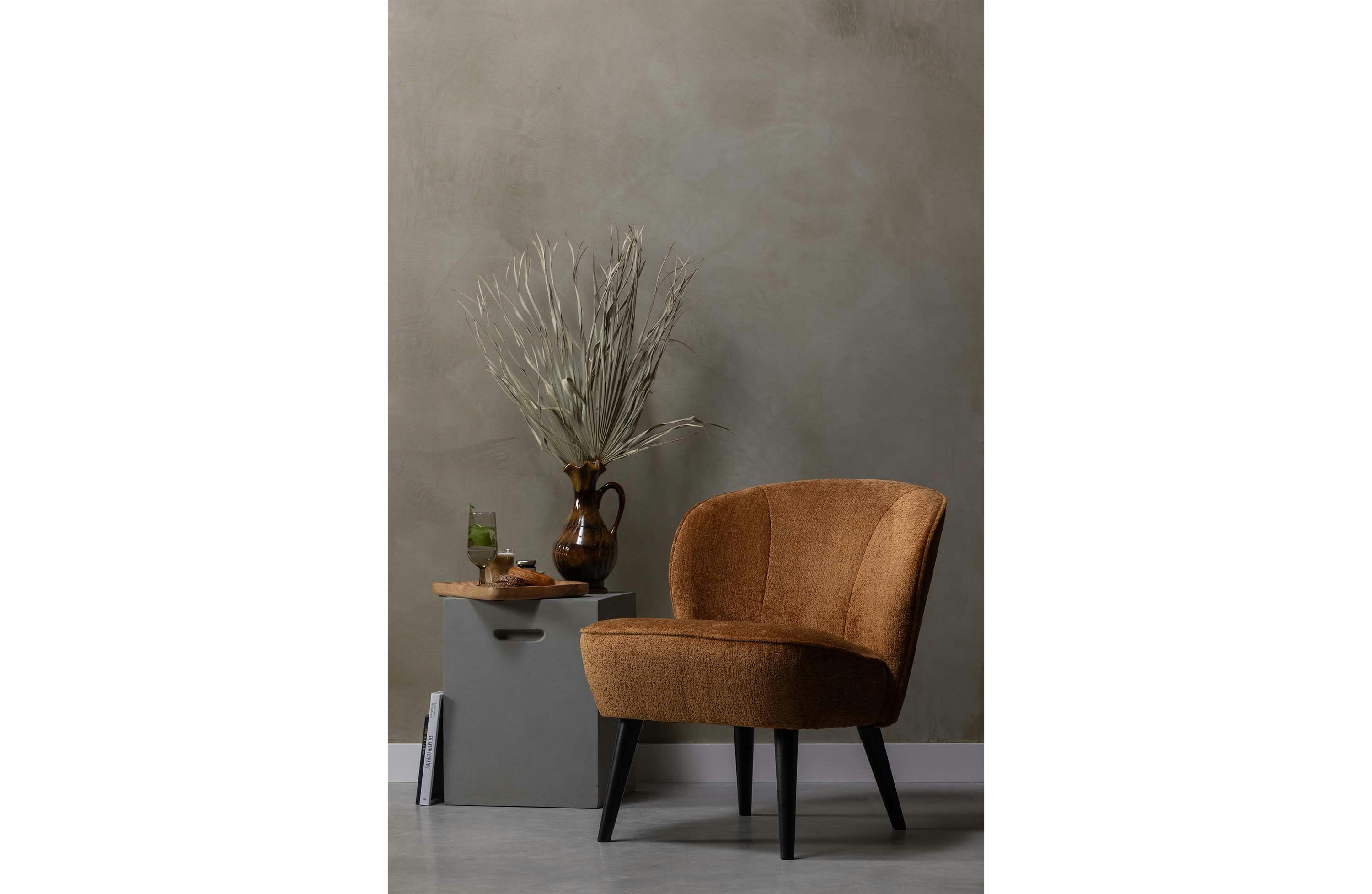 SARA - Fauteuil en velour marron