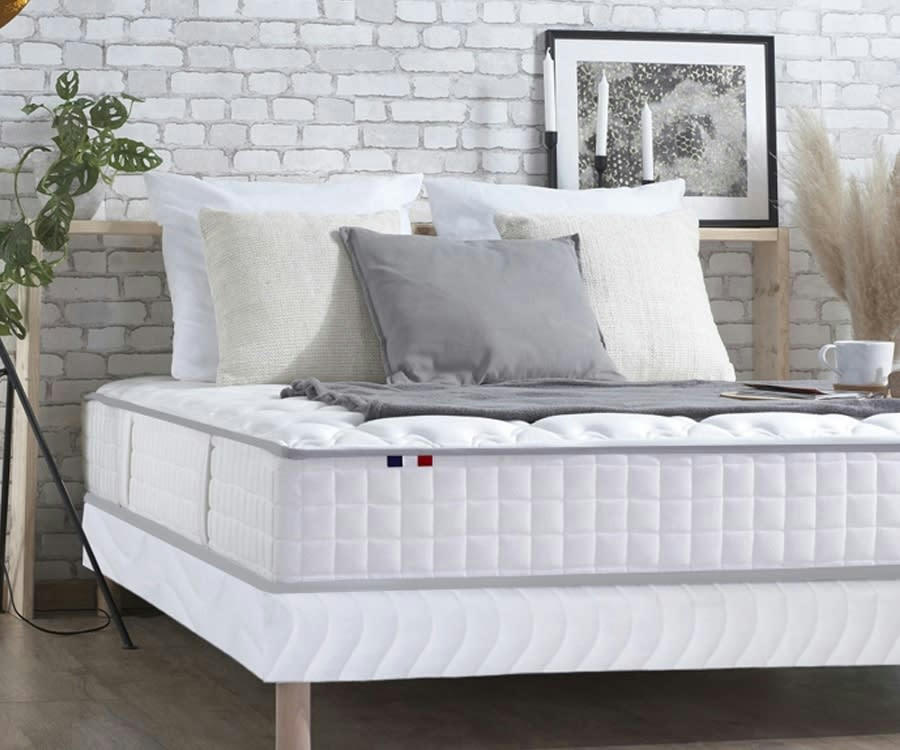 ENSEMBLE COSMOS - Ensemble matelas ressorts sommier blanc 140x190