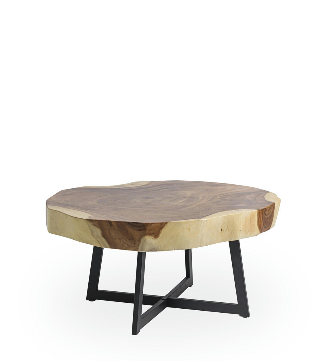 - Table basse en bois marron et en fer noir