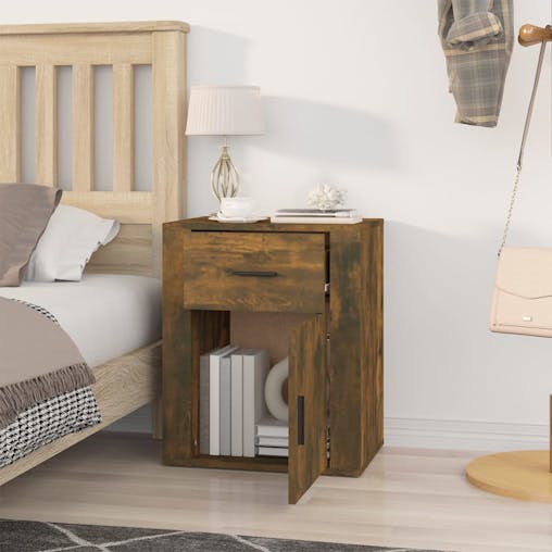 NNEVL Bedside Cabinet Smoked Oak 50x36x60 cm Engineered Wood