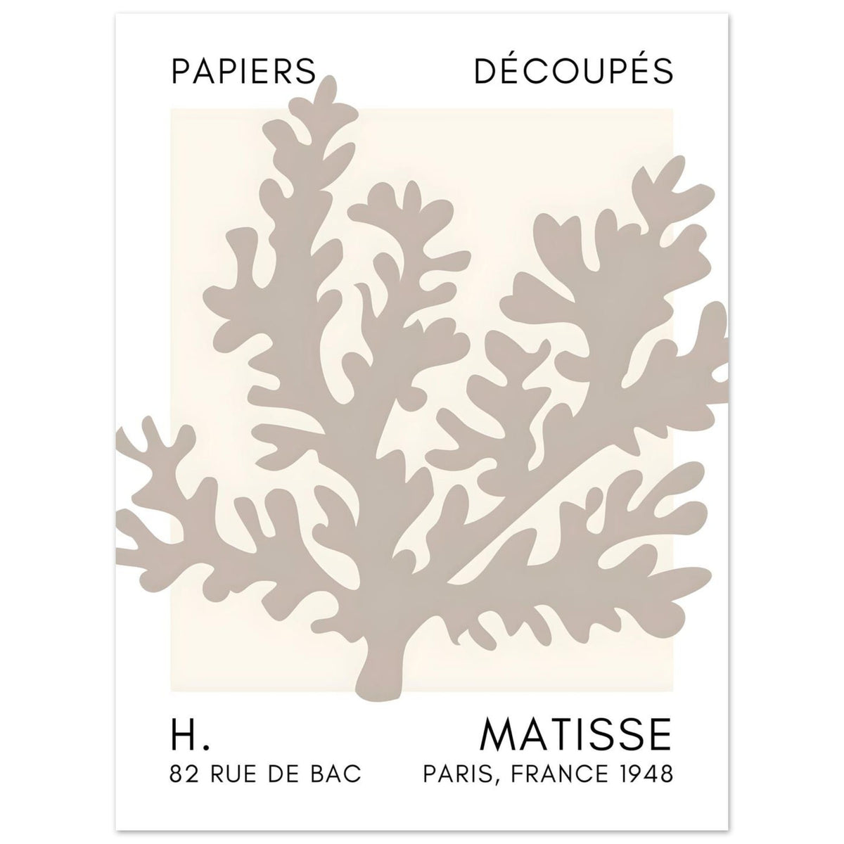 Artfulprints Poster Matisse – Aqua bloom grey  - 30x40 cm - Grijs