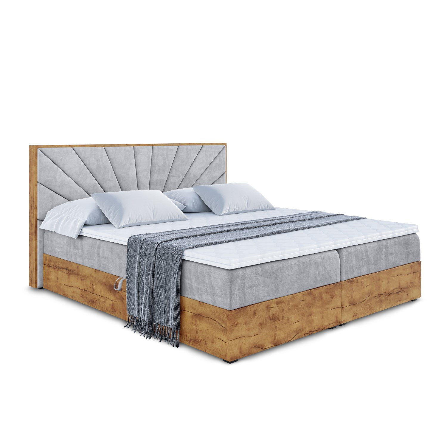 Łóżko kontynentalne z pojemnikiem i materacem H3 LOLLI6 - 120x200cm