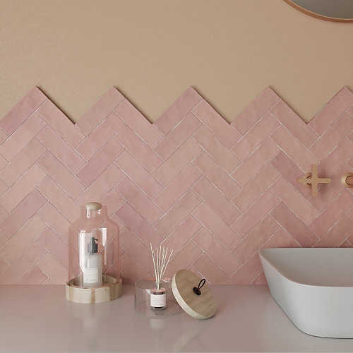 Carrelage Effet Zellige Rose NOLITA Rosa 6,5x20 - Les Carreaux de Jean