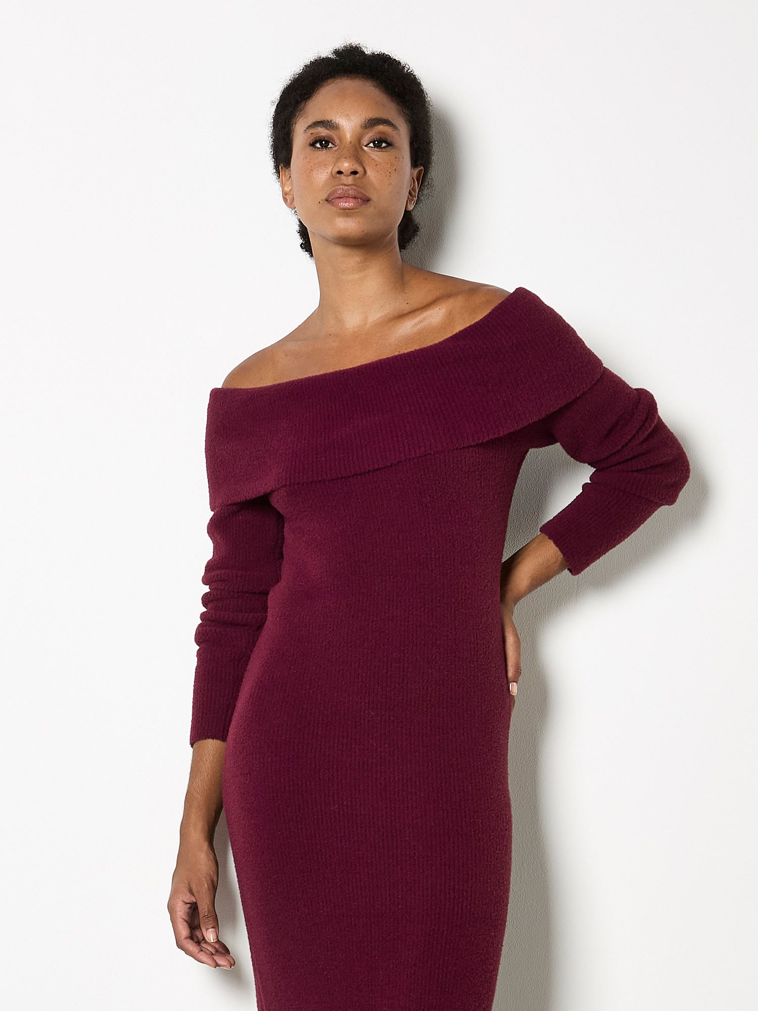Apricot Fluffy Bardot Midaxi Dress