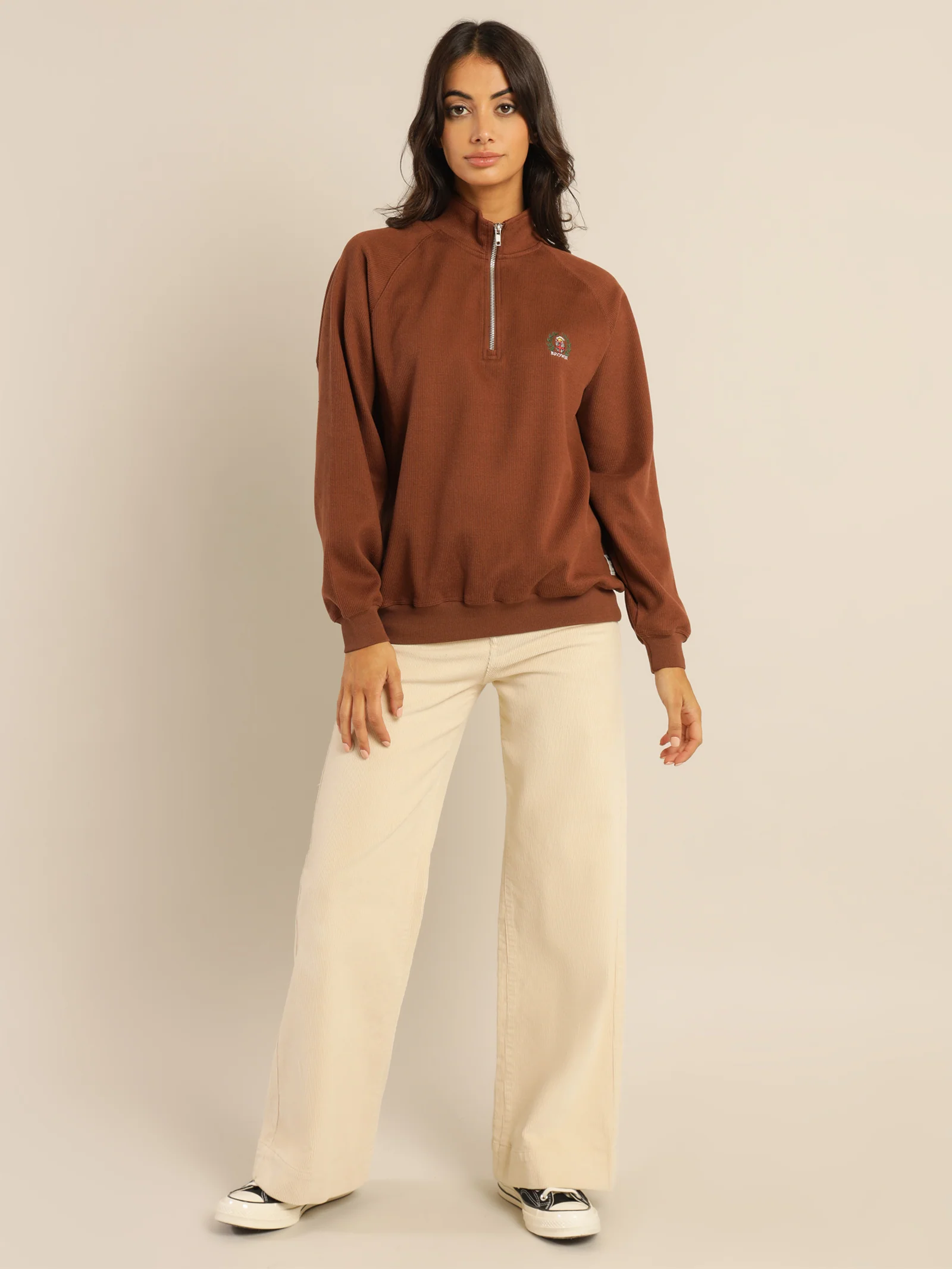 Rib 1/4 Zip Track Sweater