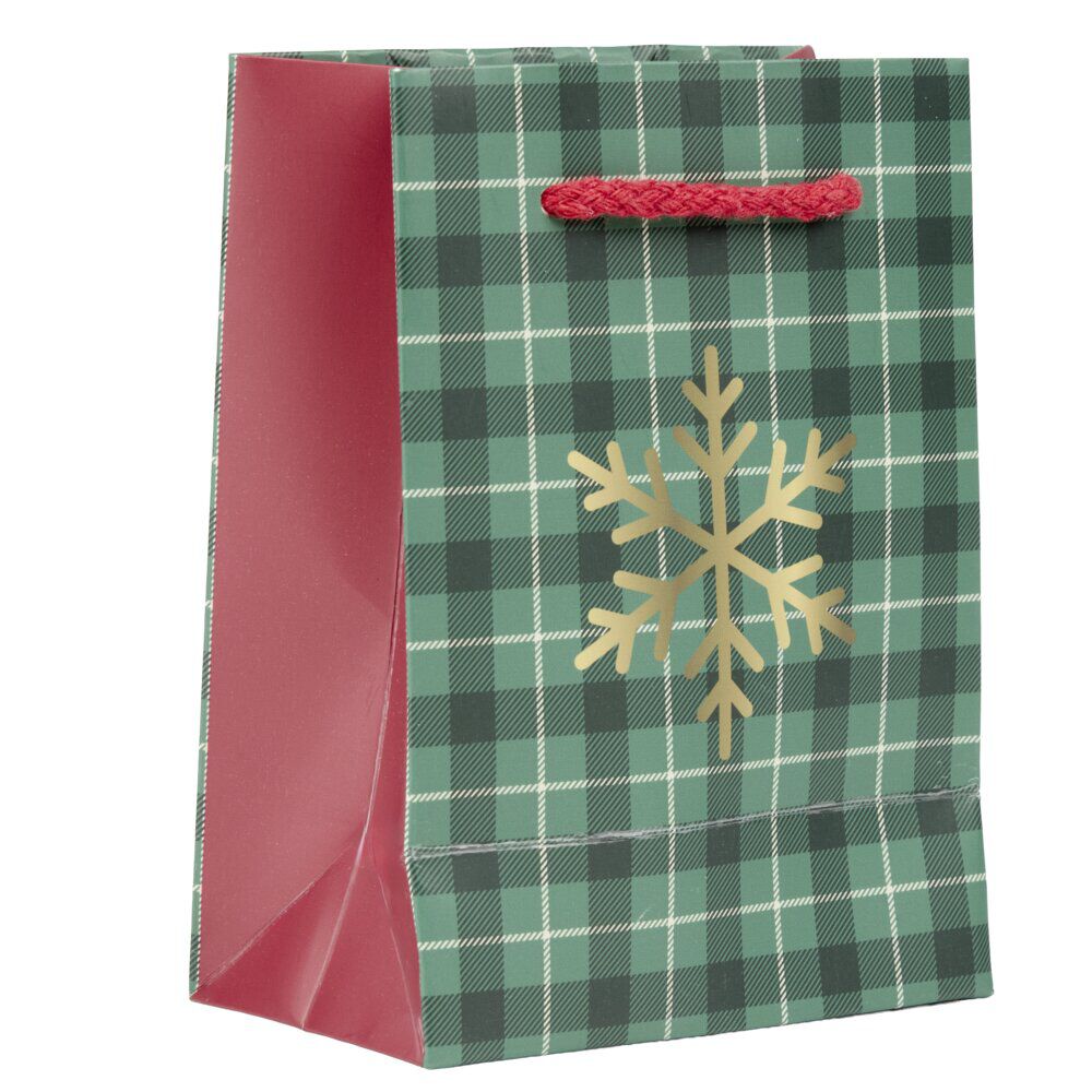 Sac cadeau No&euml;l fantasia motif traditionnel 11x9,5xH15cm (2 modèles)